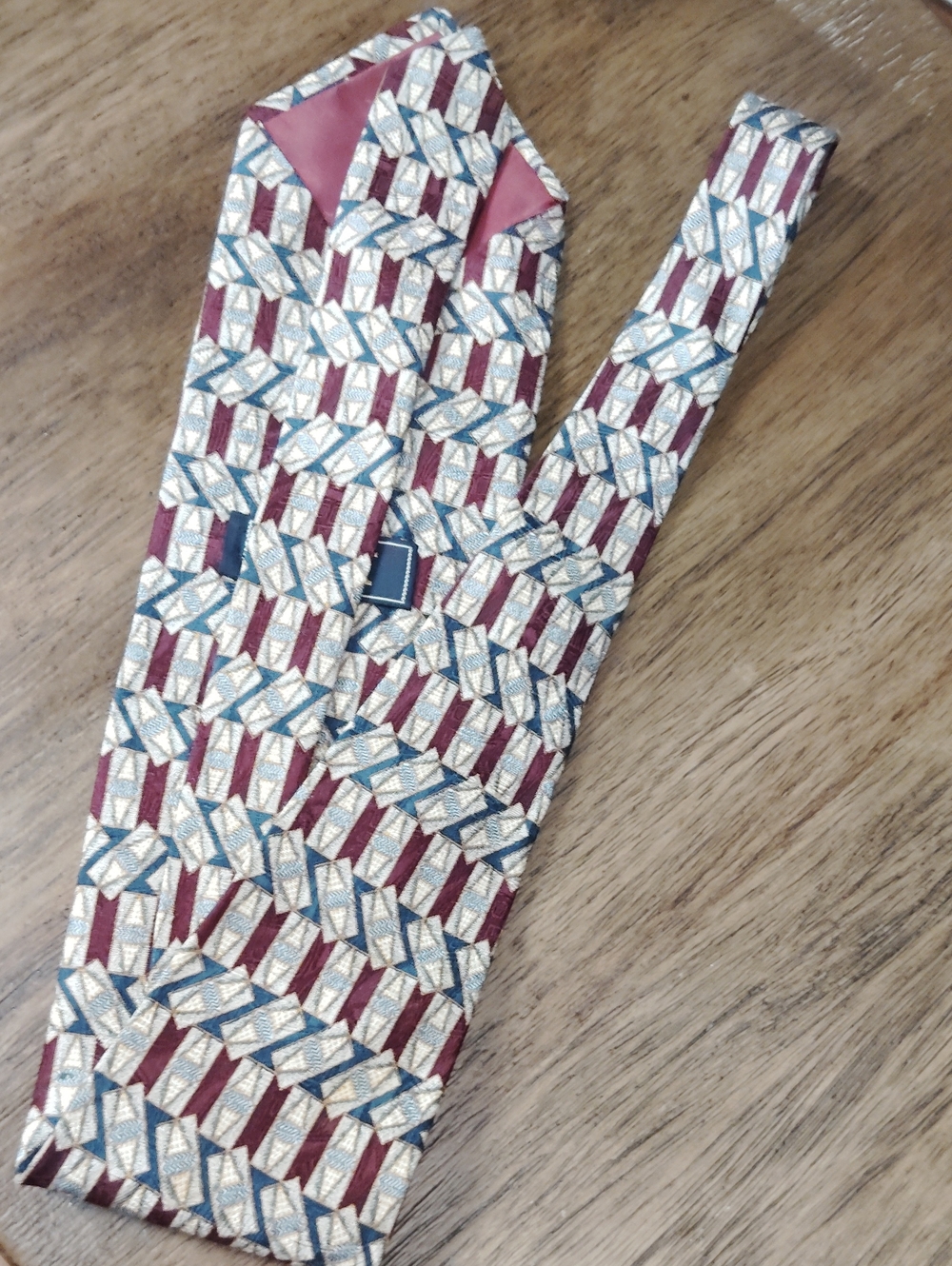 Men's Patterned Braces in Burgundy with Gold & Blue Accents